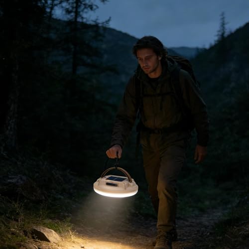 Lampe de poche solaire camping LED rechargeable éclairage extérieur toit - 7