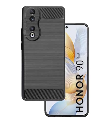 Image of NPRC Hybrid Ultra Slim Protective Case TPU Non-Slip Carbon Fiber Texture Shockproof Case Cover for Honor 90 - Black