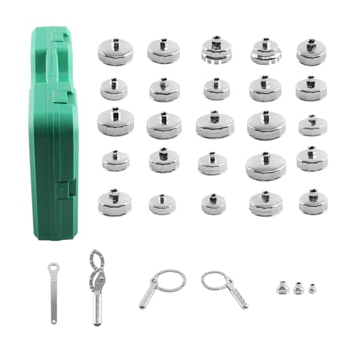 maXpeedingrods 31 PCS Oil Filter Wrench Set, Oil Filter Socket Kit, 1/2'' Drive Oil Filter Cap Removal Tool Kit 27mm 32mm 36mm 64mm-101mm Socket for Toyota Volvo BMW Ford with Adjustable Wrench
