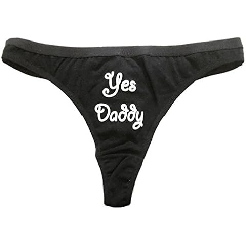 Kinky Stuff Yes Daddy Thong Panty Sexy (X-Large, Black-White) Cover