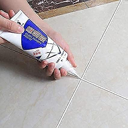 Tiles Gap Filler Waterproof Crack Grout Gap Filler Agent Water Resistant Silicone Sealant for DIY Home Sink Gaps/Grouts Repair Filler Tube Paste for Kitchen, Bathroom (180 Ml White) (Pack of 1)