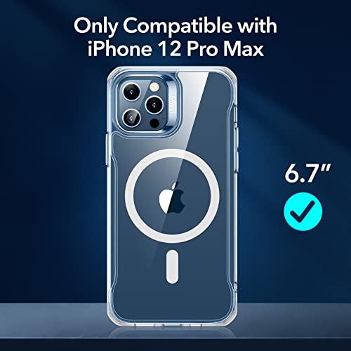 Image of ESR for iPhone 12 Pro Max Cover, Compatible with MagSafe, HaloLock Wireless Charging, TPU, Sidekick Scratch Resistant, Grippy Protective Frame,Magnetic Back Case, Clear