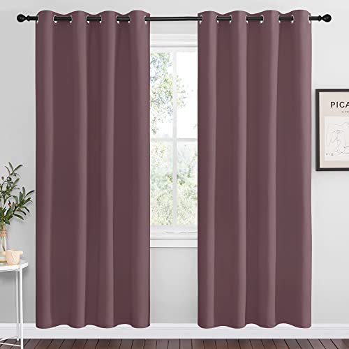 Image of NICETOWN Dry Rose Blackout Curtains 78 inch Long for Office, Dining Room, 55 inch Wide, 2 Pieces, Guest Room, Sound Reducing Heat and Cold Block Curtain Panels for Modern Room Decorative