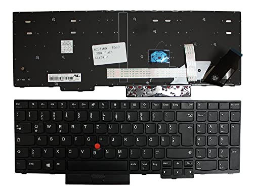 Clavier Allemande avec Aiguille pour Lenovo ThinkPad E580 Cadre Noir Keyboards4Laptops PC Portable
