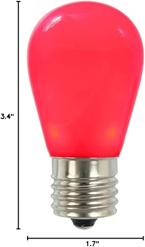 Miniatura 6 de Vickerman Bombilla LED de cerámica amarilla S14 de 1,3 vatios, 130 V, base de níquel medio E26, 5 por paquete.