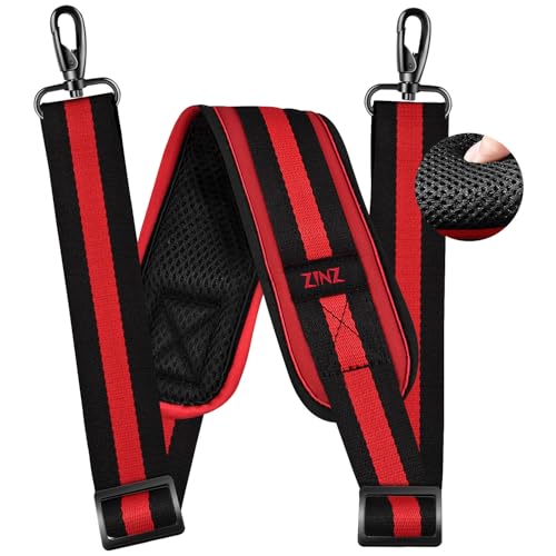 Image of ZINZ 79 inch Shoulder Strap, Extra-thick Fixed Cushion Pad and Dual Clasps Universal Replacement Strap with Metal Swivel Hooks for Laptop Bags, Luggage Bags, Camera, Crossbody(Stripes-BkRBk)