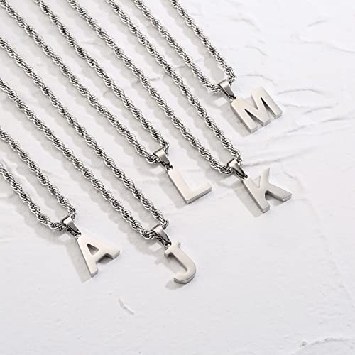 WEDDINEN Layered Initial Letter Pendant Necklace for Men Figaro Twist Rope Chain Necklace Jewelry Graduation Birthday Gift for Men Boys3