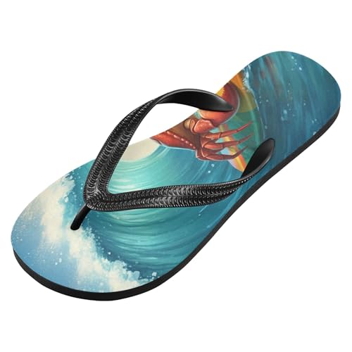 Burbuja Crab on A Surf Board Flip Flops for Women Men, Soft Thong Sandals Rubber Slippers for Pool Beach Essentials2