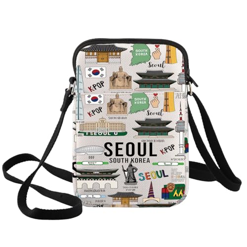 BWWKTOP South Korea Seoul Shoulder Bag South Korea Seoul Souvenirs Gifts Seoul Travel Gifts Korea Seoul Crossbody Purse