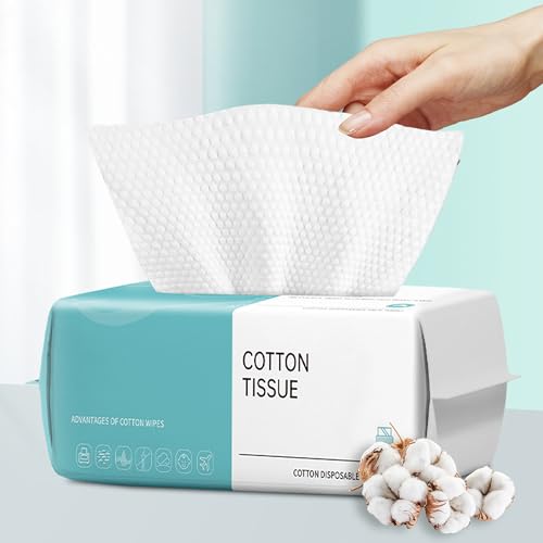 Disposable Face Towel,Cotton Facial Dry Wipe for Sensitive Skin, Facial Tissues for Skin Care, Facial Cleansing, Makeup Wipes, Makeup Remover Towels, Upgraded and Thickened