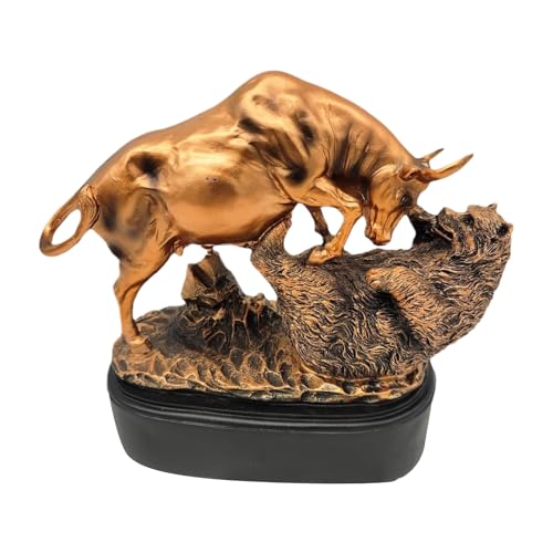 Statue de y : Figurine de marché boursier en résine Wall Street d'investisseur financier, décoration et sculpture d'ours | Statue de table pour bureau | DEC