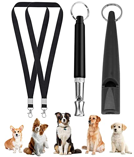 SCJJZ silbato para perros,silbato electrónico,ahuyentador de perros,ladridos perro,ahuyentador perros,Accesorios ajustables para perros de alta frecuencia,silbato para perros con cordón (2 pcs,negro) Cover