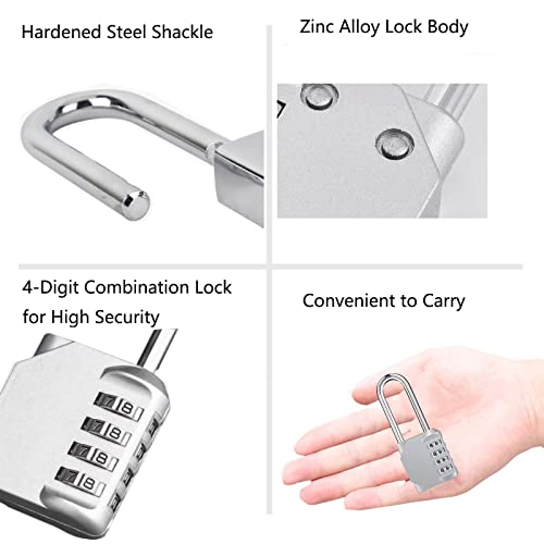 Image of 2.6 Inch Long Shackle Combination Padlock, 4 Digit Resettable Outdoor Waterproof Lock, Combo Lock for School, Gym or Sports Locker, Employee Locker, Fence, Gate,Toolbox, Case, Hasp Storage