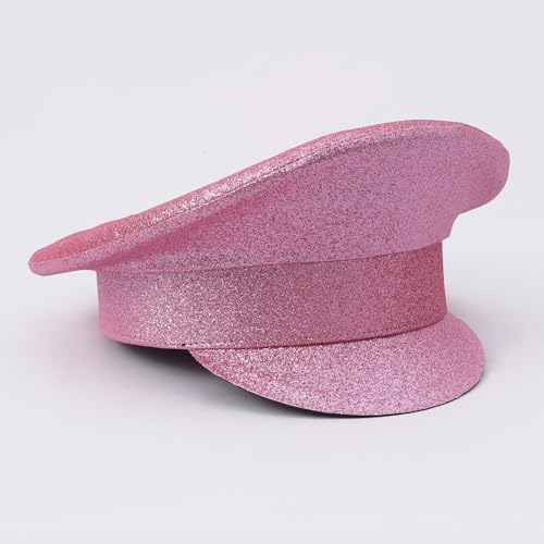 Pink Sequins Navy Hat for Girls Women Artist Military Hat Casual Captain Hat Sailor Cap Hat for Carnival, Medium3