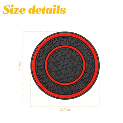 Image of Osilly Car Coasters for Cup Holder, 2.75 Inch No-Slip Anti Dust Insert Coaster, Universal Auto Waterproof Coasters Silicon Insulation Cup Mats for Woman Man, Suit for Vehicle (Black /Red, 4PCS)