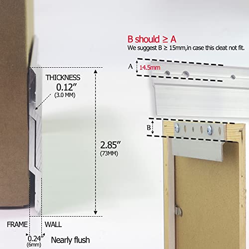 Datools FCH-121 Heavy Duty French Cleat Hanger 12 Inch - Z Bar Hanger Wall Mounting Brackets,French Cleat Picture Hanger French Cleat Wall Mount thumb #3