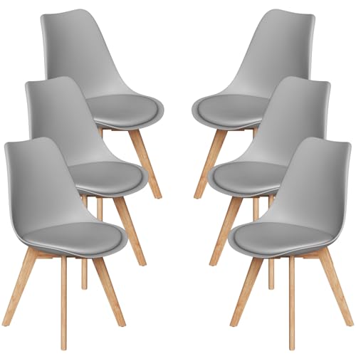 Stanew Lot de 6 Chaises Grises – Chaise Scandinave pour Salle à Manger, Cuisine, Salon – Style Nordique Élégant et Confortable