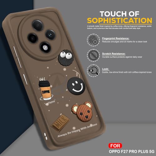Image of AESTMO Back Case Cover for Oppo F27 Pro Plus 5G | Cute Fun Cartoon 3D Ball | Coffee Silicone Case | Full Body Protection | Camera Protection Back Cover for Oppo F27 Pro Plus 5G (Brown)