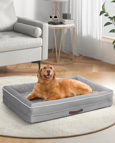 Upvilla Orthopedic Dog Bed, Egg Foam Dog Couch with Removable Washable Cover, Waterproof Pet Sofa Bed with Non-Slip Bottom and Four-Sided Bolster Cushion (Green, 36.0