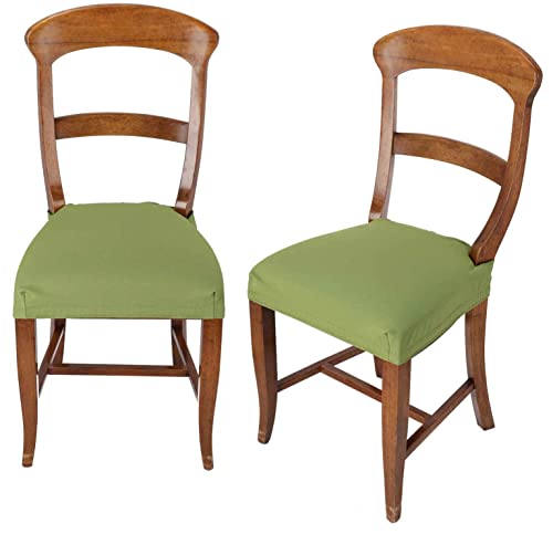 Casatessile Antimacchia Coppia Coprisedia da Cucina e Ufficio - Tessuto Elasticizzato - Made in Italy - Copri Seduta per Sedie - Verde