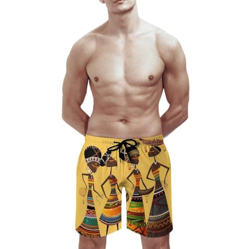Mens Shorts Creative African Culture Men Swim Trunks Quick-Dry Beach Shorts with Drawstring Pocket Bathing Suit2