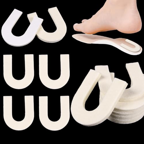 OKQX 12-Pack Horseshoe Heel Pads - Adhesive Horseshoe -Shape Cushions with 1/4 Inch Thick Felt for Relieves Heel Pressure, One Size Fits Women Men