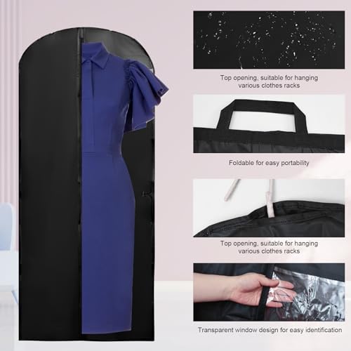 4 Pack Garment Bags for Dresses, Clothes Covers Protector Bags 70", Waterproof Dust Proof Garment Covers Moth Proof Dress Cover Bag, Wedding Dress Bag, Suit Bags for Travel and Storage - Image 5