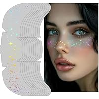 AOOTUERL Glitzer Gesicht Sommersprossen Tattoo, 6 Stück Holographische Multichrome Glitter Freckles Gesichtstattoos, Star Glitter Temporäre Tattoos, Langanhaltend Für Halloween, Karneval Und Partys