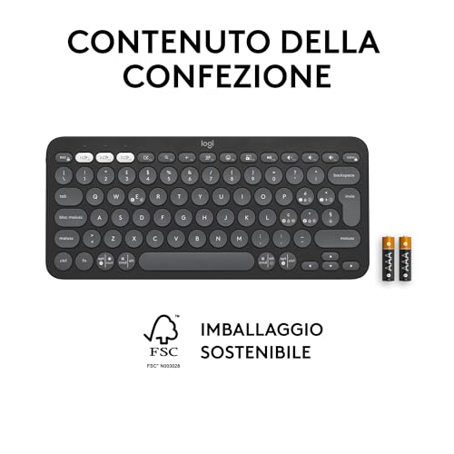 Pebble Keys 2 K380s, Tastiera Bluetooth Multidispositivo con Tasti di Scelta Rapida Personalizzabili, Sottile e Portatile, Easy-Switch per Windows, macOS, iPadOS, Android, ITA QWERTY, Grafite - Tastiera gaming - Immagine 10