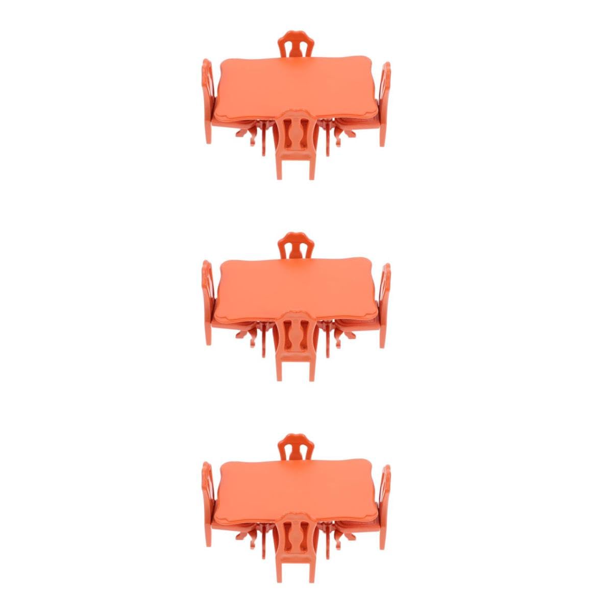 TOYANDONA 3 Sets Mini Table and Chair for Table and Chairs Table and Chairs Mini Table and Chairs Resin Table and Chairs Brown