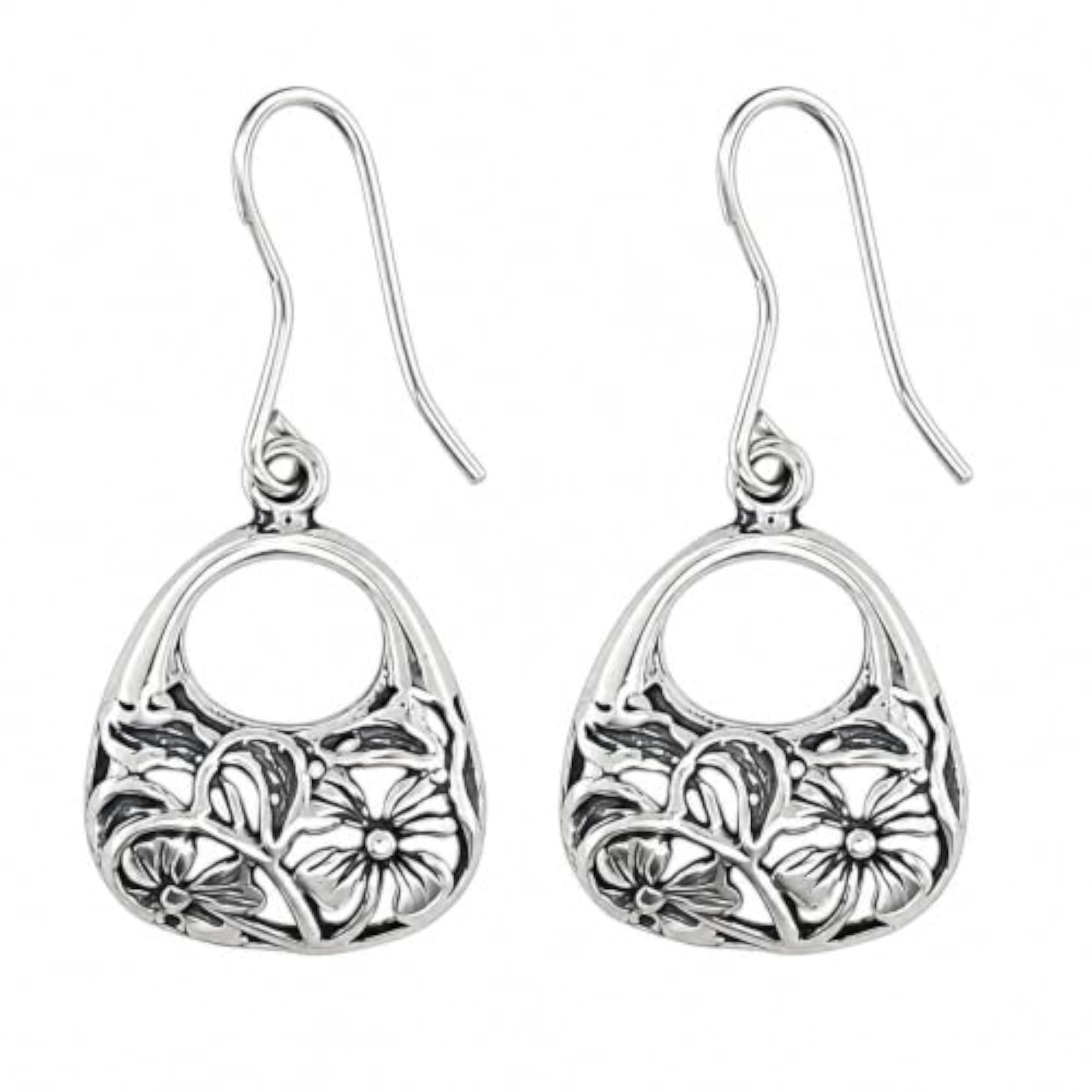 Women's 925 Sterling Silver Sweet Floral Drop Earrings