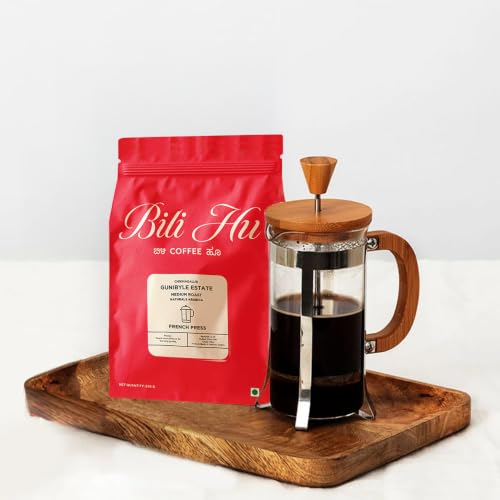 Image of Bili Hu Coffee,French Press Grind Gunibyle Estate,Arabica Blend, Medium Roast (Pack of 1, 250 Gms)