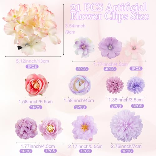 Set de 21 pinzas para el cabello con flores bohemias miniatura 2