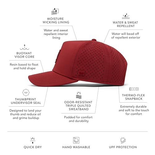 Image of melin Odysea Stacked Hydro, Snapback Hats, Water-Resistant Baseball Caps for Men & Women, Golf, Running, or Workout Hat
