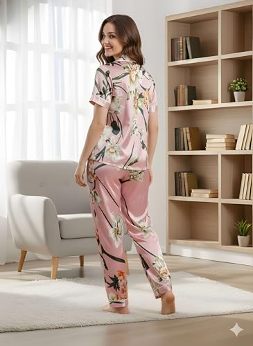 Image of Women Lycra Night Suit Set | Premium Soft Nightwear Pajama Set | Stylish Comfortable Sleepwear for Ladies | Elegant Lounge Wear Night Dress