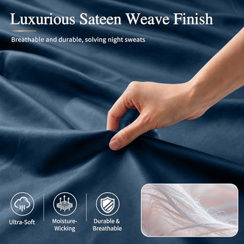 Image of MEISHANG 1000TC Egyptian Cotton Sheets Queen, 18-24 inch Extra Deep Pocket | 1000TC Egyptian Cotton Sheets, Sateen Weave, Ultra Soft & Breathable, OEKO-TEX Certified