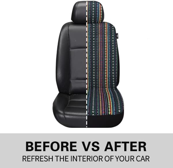 Miniatura 3 de Pariitadin Baja - Juego de fundas de asiento delantero de automóvil con almohadillas para cinturón de seguridad, fundas de asiento de tela tejida a