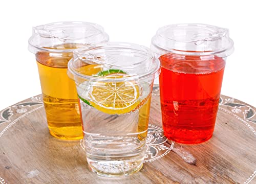 Image of Golden Apple Cup series, 16oz Clear Plastic cups with Sip lids (Strawless) 50sets(50cups+50lids)