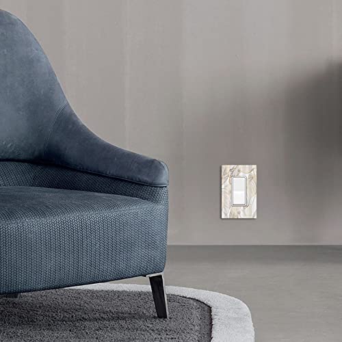 White Gold Tropical Palm Leaves Banana Leaf 1 Gang Decora Light Switch Cover Decorative Single Rocker Wall Plate Electrical Gfci Faceplate Outlet Covers Switchplate For Bathroom Home Decor #TOP6