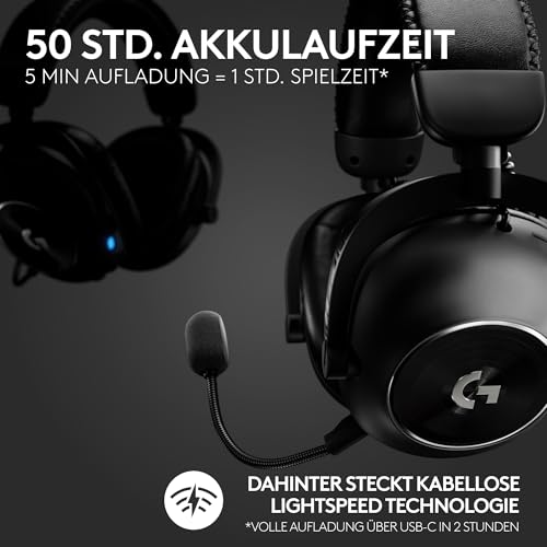 Logitech G PRO X 2 LIGHTSPEED Wireless Gaming Headset, abnehmbares Boom-Mic, 50-mm-Graphen-Treiber, DTS:X-Kopfhörer 2.0–7.1 Surround, Bluetooth/USB/3,5 mm Aux, PC, PS5, PS4, Nintendo Switch - Schwarz – Bild 4