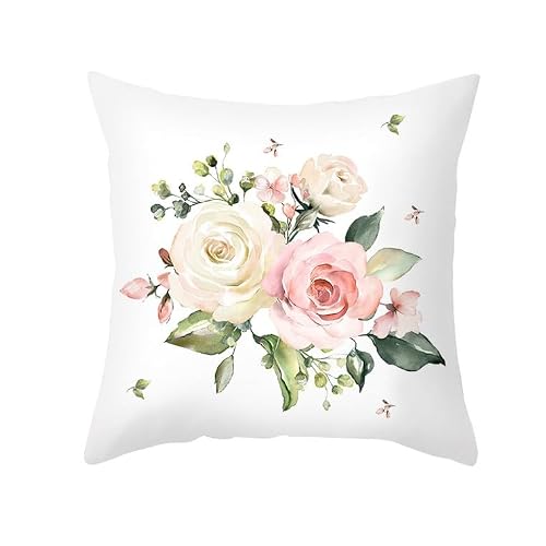 Chenlane Silk Pillow Covers Outdoor Cushion For Patio Furniture Flower Watercolor, Standard Size Cotton Sofa Exquisite Prints 45x45 cm, 1Pcs