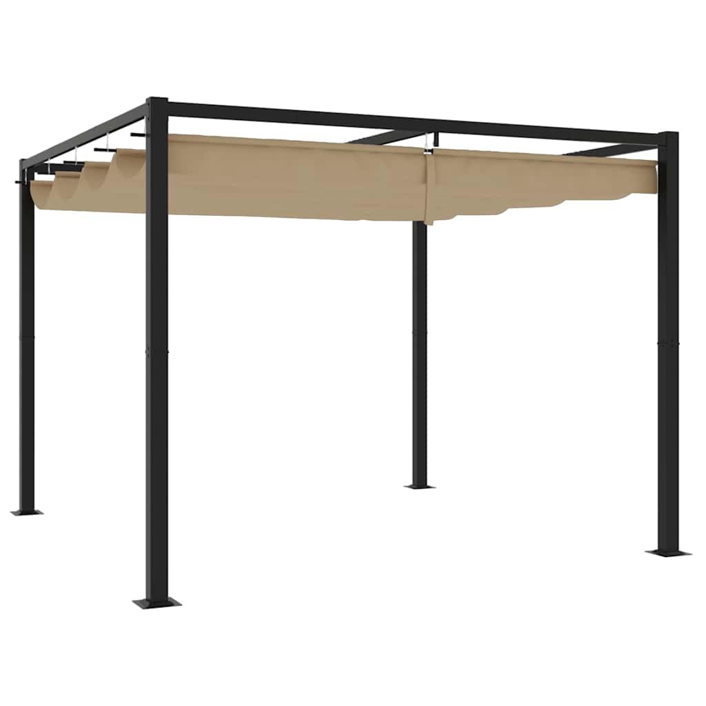 Altana z wysuwanym dachem 3 x 3 m stal taupe
