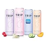 TRIP Mindful Blend, Lightly Sparkling Adaptogen Seltzer, Non-Alcoholic Mocktail with Magnesium, Ashwagandha, Lions Mane & L Theanine, No Added Sugar, Vegan, Original Variety Pack, 12 Oz, 12Pk