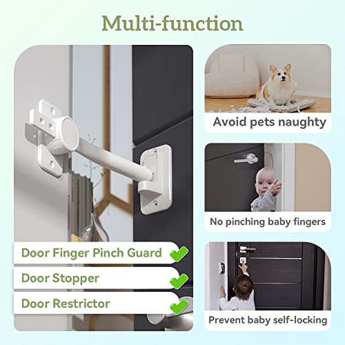 SAFELON Baby-Sicherheitstür Fingerklemmschutz, Türschloss und Türstopper für Kinder und Haustiere, bequemer Katzenzugang(Weiß) (1)