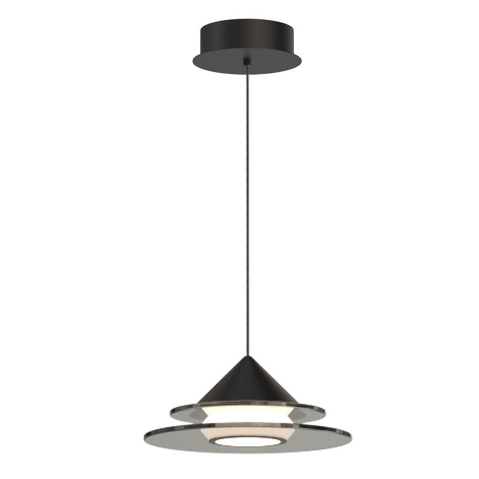 Lámpara colgante de noche de estilo italiano, creativa, de doble capa, LED de espectro completo, de cristal negro, ideal para dormitorios, salas de estudio y balcones.
