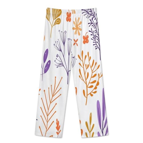 Pyjama pour femme avec motif plantes de dessins animés simples en maille douce