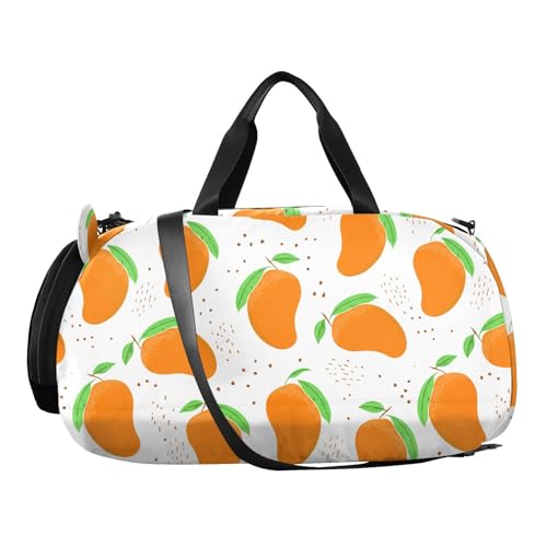 Mango Leaves Dots White Kids Travel Duffel Bag for Boys Girls Overnight Weekend Tote Bag with Shoes Compartment for Dance Gym Sports2