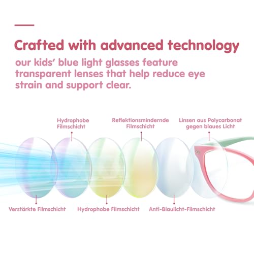 Image of Blue Light Blocking Glasses for Kids Boys Girls Computer Glasses TR90 Unbreakable Anti-Glare UV400 age 2-18