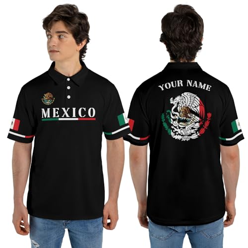 AOVL Personalized Mexico Polo Shirt 3D Mexico Shirts for Men Mexican Flag Gifts Unisex 3D Mexico Coat of Arms Polo 3D Gift4