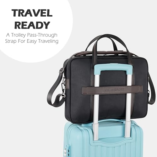 Image of Lavie Sport Elevate Briefcase 9L Laptop Briefcase Bag | Premium Leatherette Business Briefcase for Men & Women | Messenger Shoulder Bag with Detachable Strap